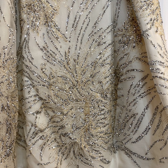 White silver & gold formal dress by Pam Chorely - Picture 3 of 4